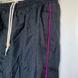 Black Track Pants with Pink Stripe
